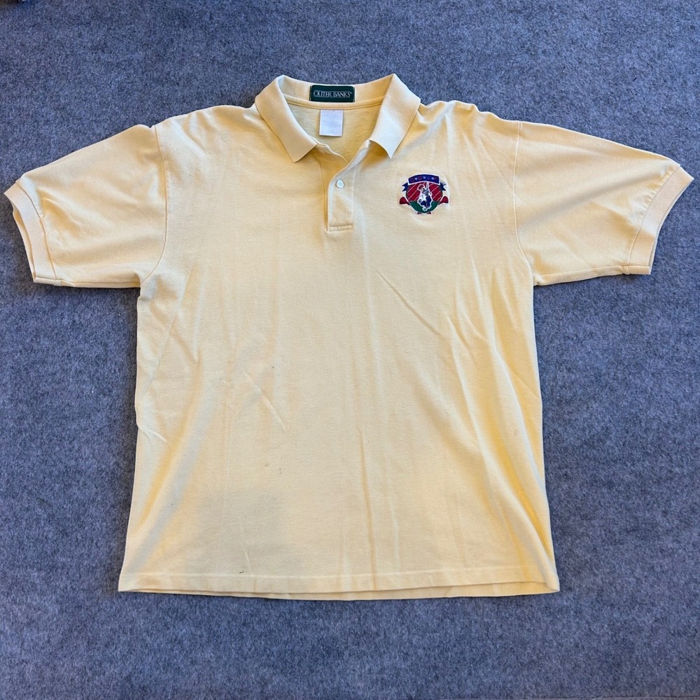 Vintage 90s Outer Banks Golf Embroidered Polo Collared Button Up Shirt Adult Lg‎